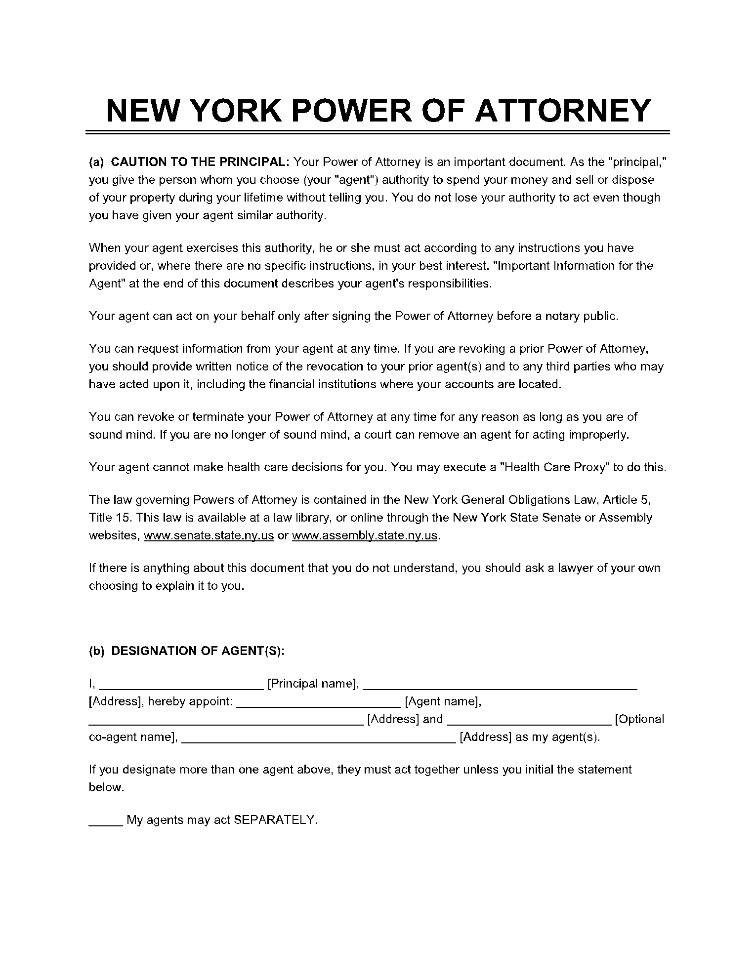 Nys Durable Power Of Attorney Form 2025 Abigail Amess H 