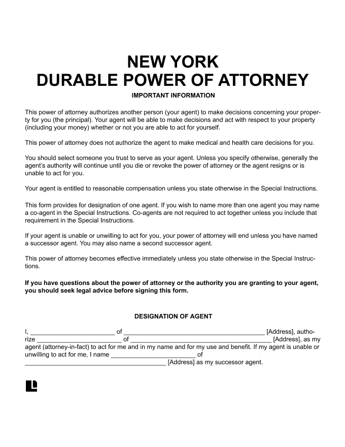 Nys Durable Power Of Attorney Form 2025 Abigail Amess H 