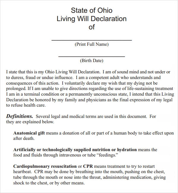 Ohio Living Will Form 2025 Chloe Gabriel