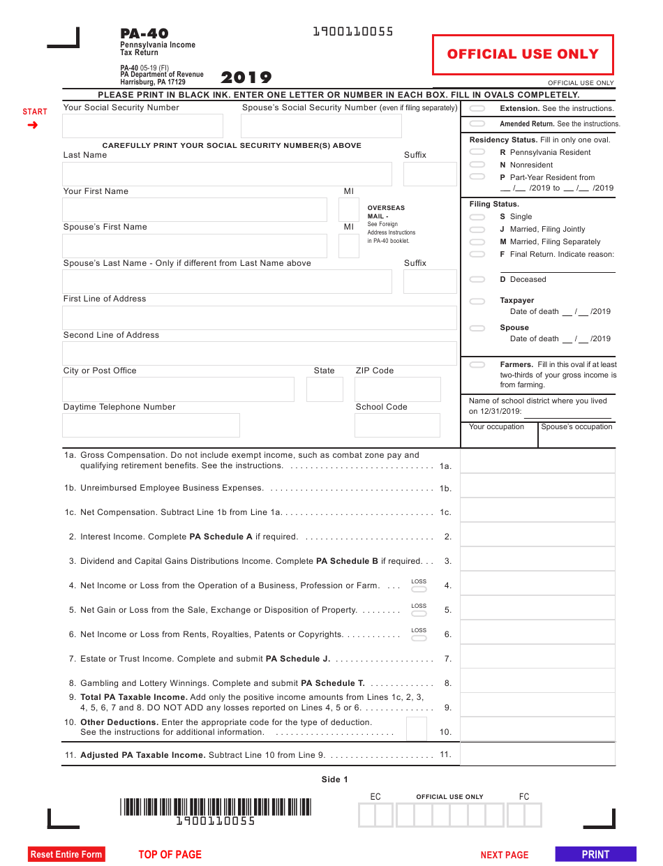 Pa 40 Tax Form 2025 Printable Dorothy W Boggs
