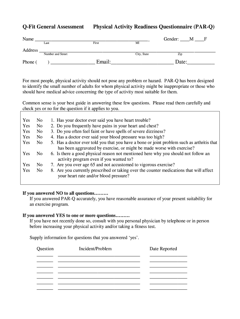 2025 Par Q Form Printable