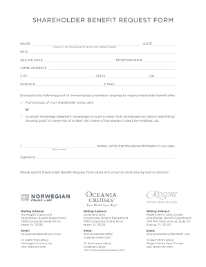 Princess Shareholder Benefit Fill Online Printable Fillable Blank
