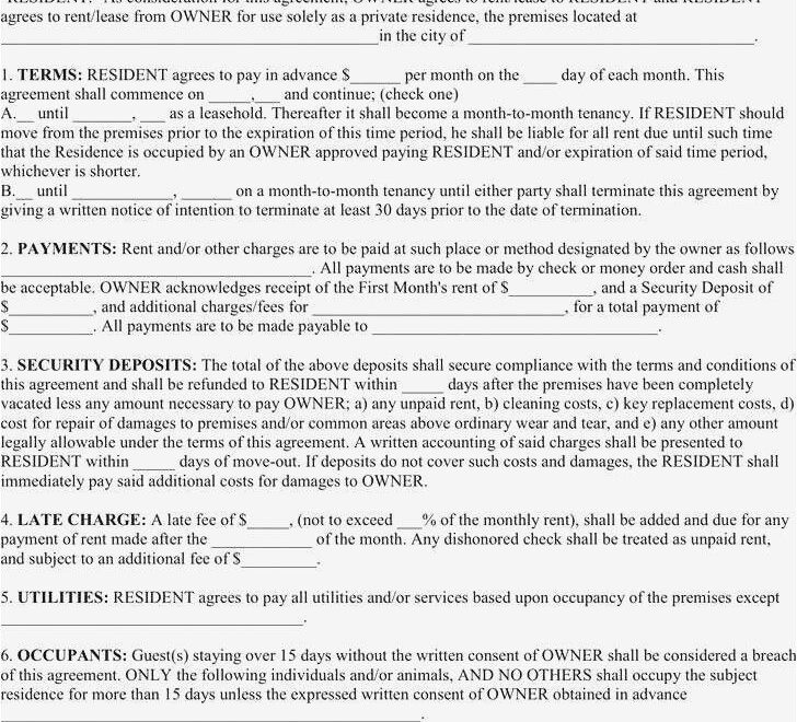 Printable 6 Month Lease Agreement Printable Lease Agreement