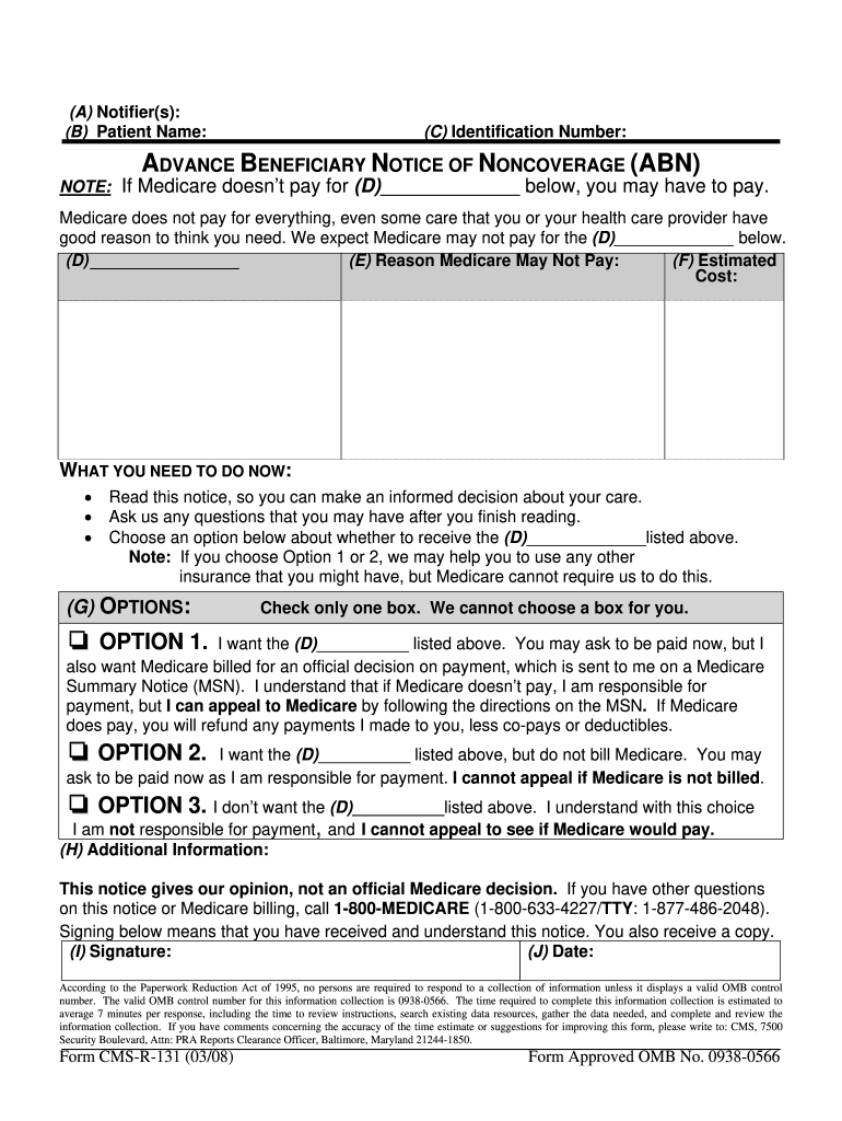 Printable Abn Form Medicare