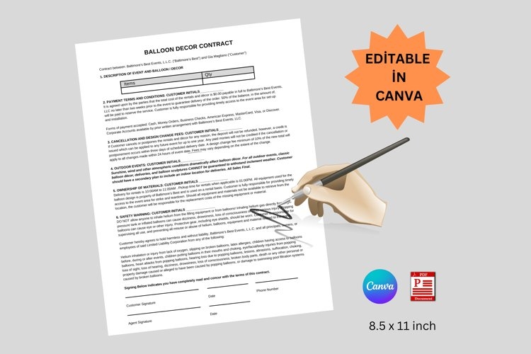 Printable Balloon Artist Contract Template