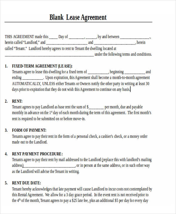 Printable Yearly Lease Agreement