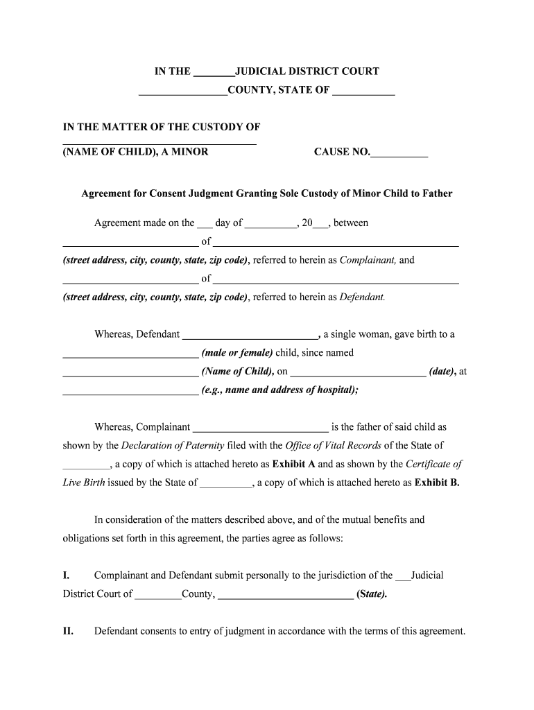 Printable Custody Agreement Template