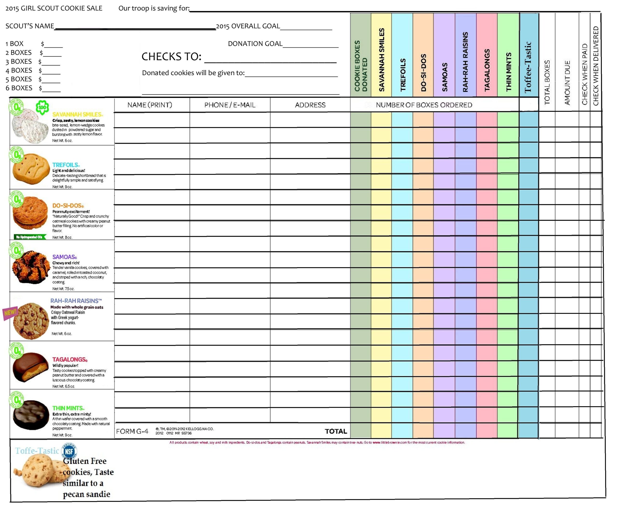 Printable Cookie Order Form