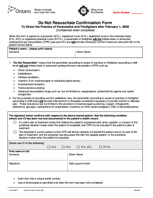 Printable Dnr Form Ontario Complete With Ease AirSlate SignNow