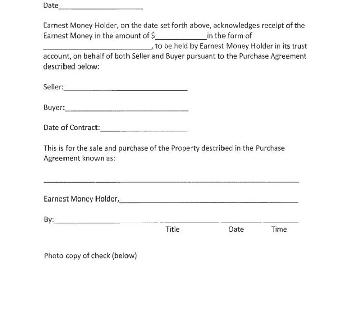 Printable Earnest Money Forms Printable Forms Free Online
