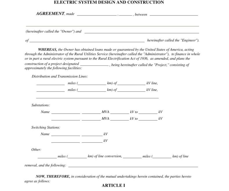 Printable Electrical Contract Template Fillable Form 2024