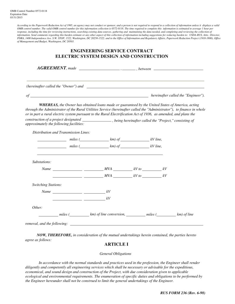 Printable Electrical Contract Template Fillable Form 2024