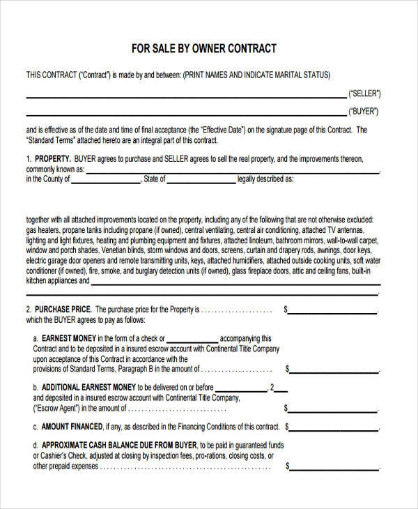 Printable House Sale Contract