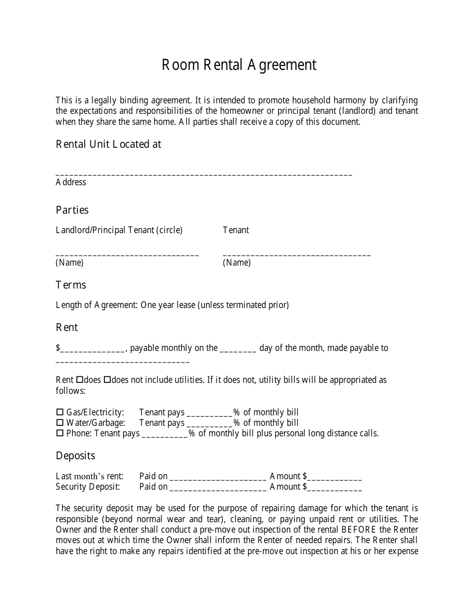 Printable Household Expectations Agreement