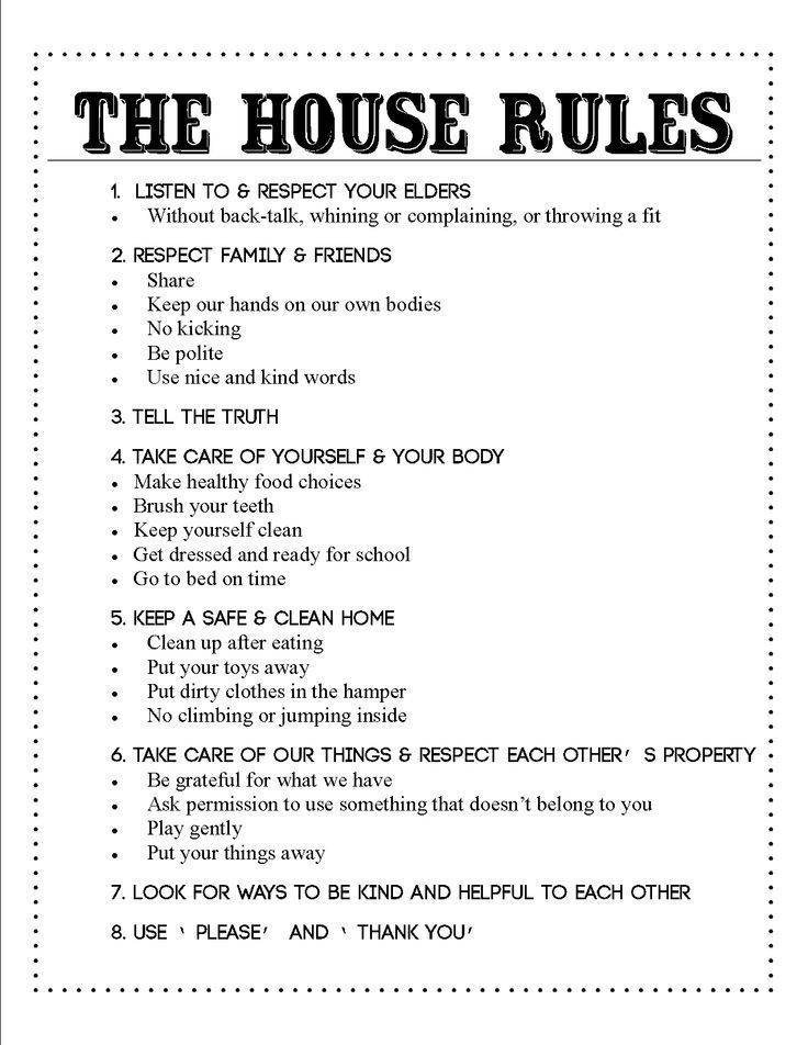 Printable Household Expectations Agreement Printable Word Searches