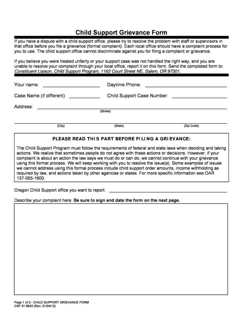 Free Printable Child Support Agreement Forms