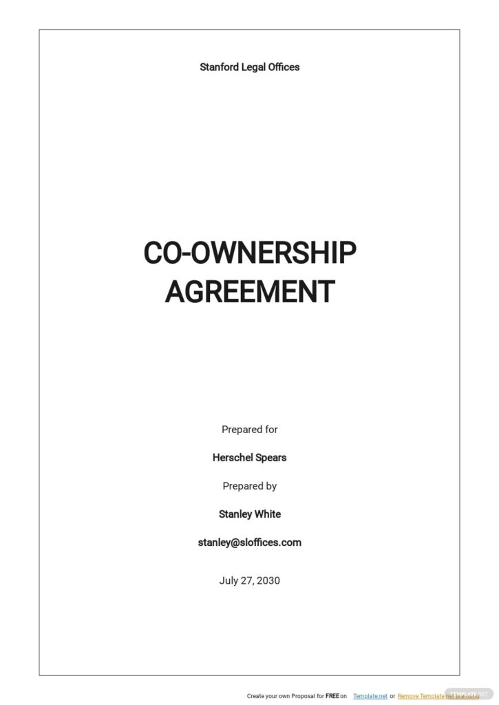 Printable Joint Ownership Agreement Template