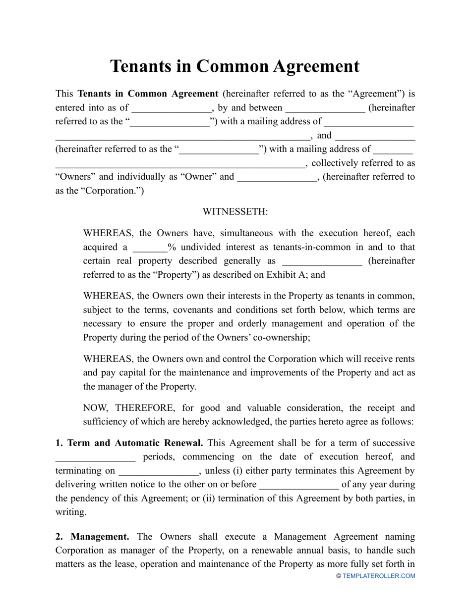 Printable Joint Ownership Agreement Template Printable Free Templates