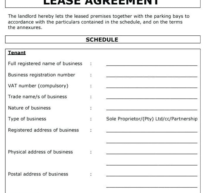 Printable Lease Agreement Contract Free Download And Print For You