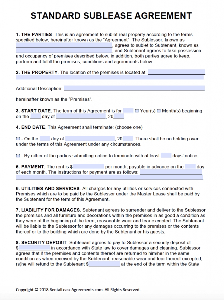 Printable 1 Page Lease Agreement