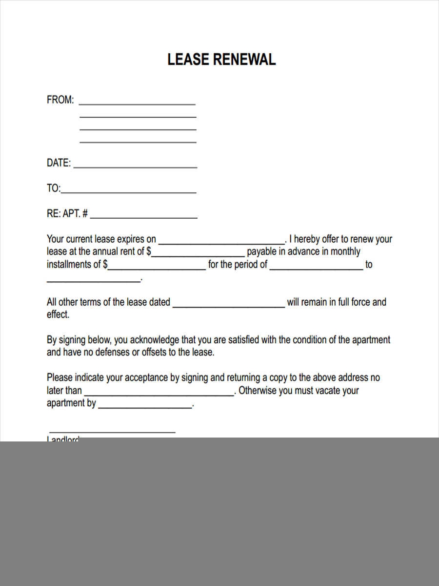Printable Lease Renewal Form Printable Form 2024