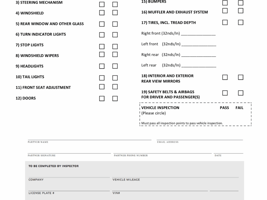 Printable Lyft Inspection Form Printable Word Searches