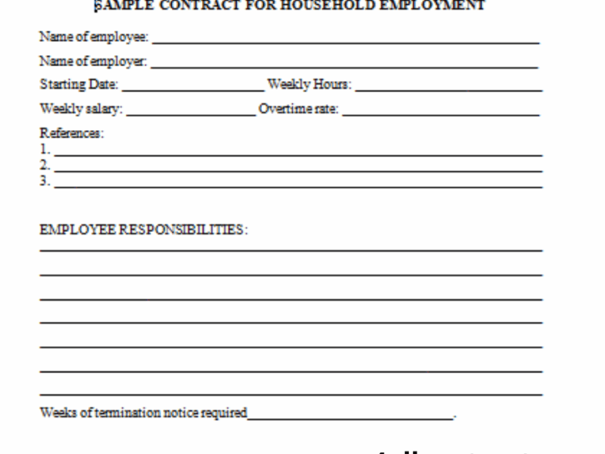 Printable Nanny Contract Template Free Printable