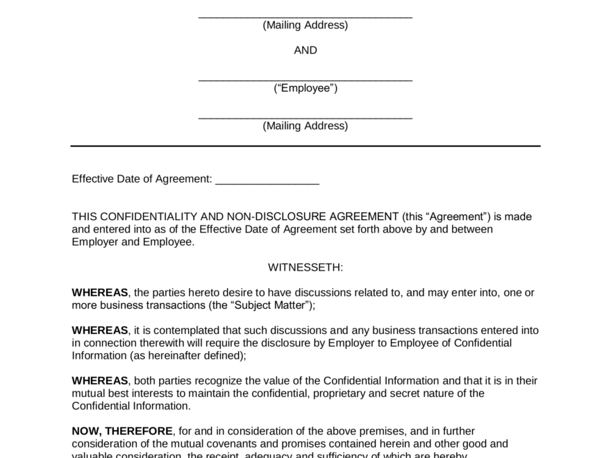 Printable Nda Form Printable Forms Free Online
