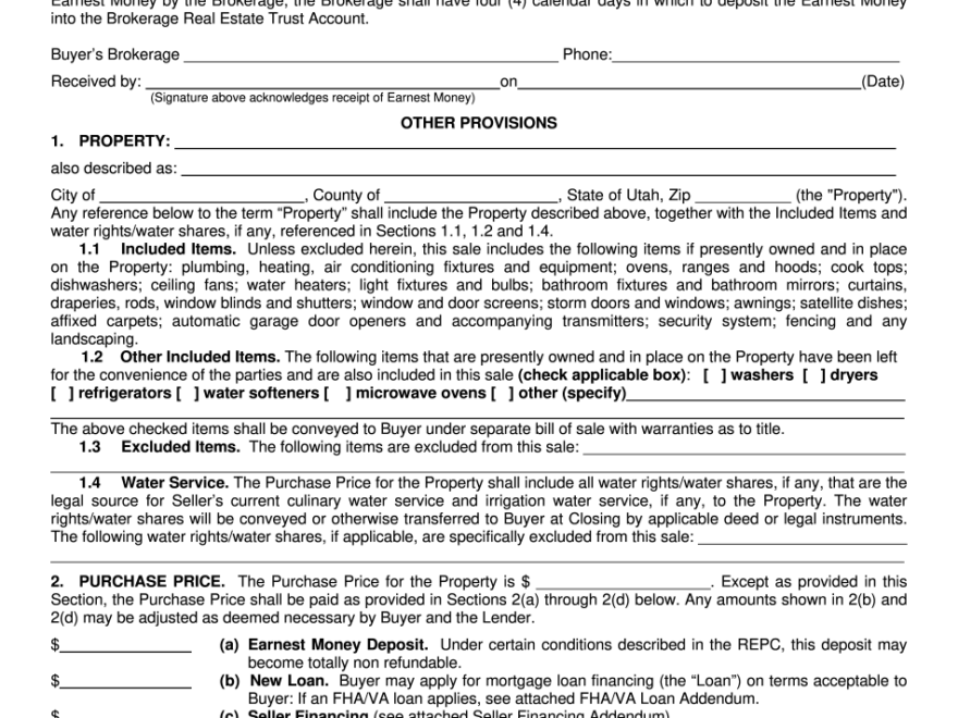 Printable Real Estate Purchase Agreement Pdf Printable Template In PDF