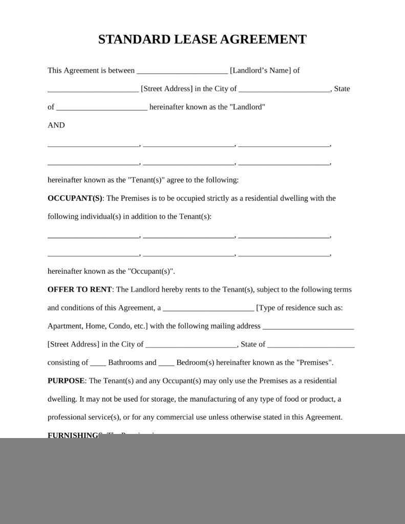 Printable Rental Agreement Form Printable Forms Free Online