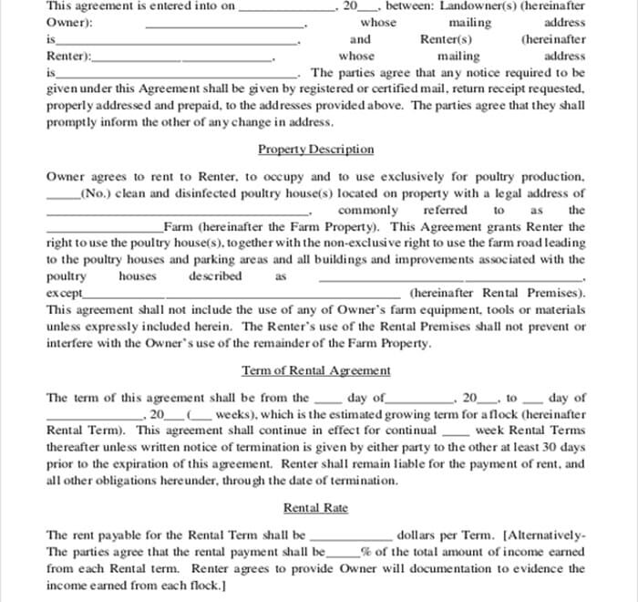 Printable Rental Agreement House Free Download And Print For You