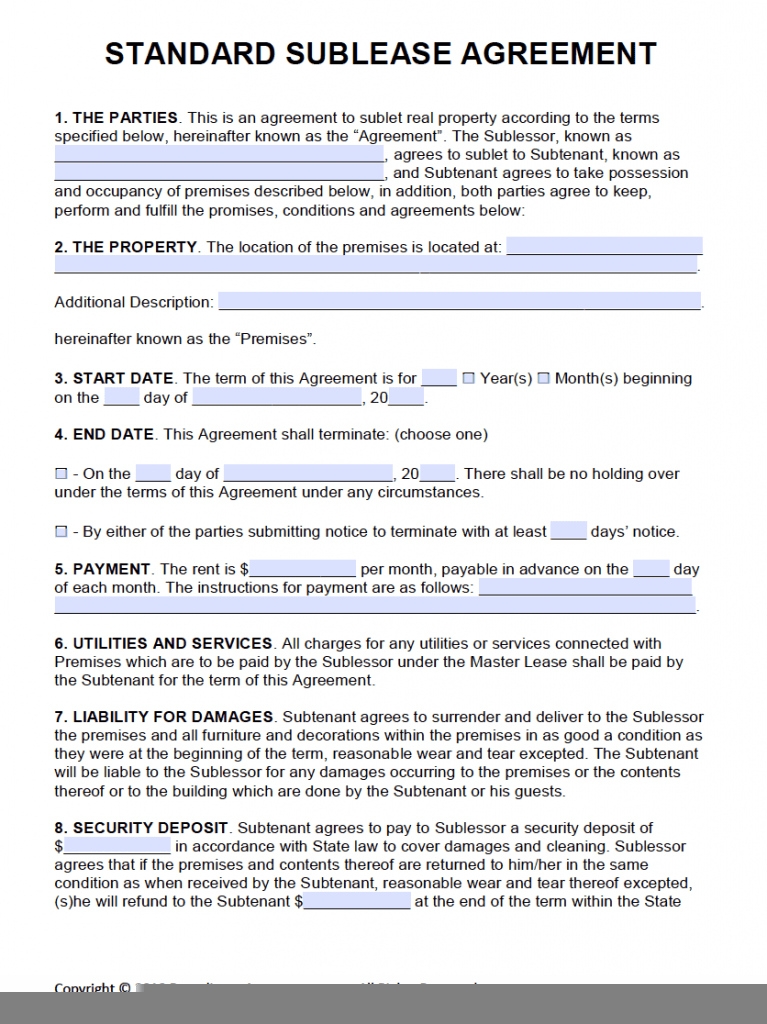 Printable Rental Lease Agreement Printable Lease Agreement