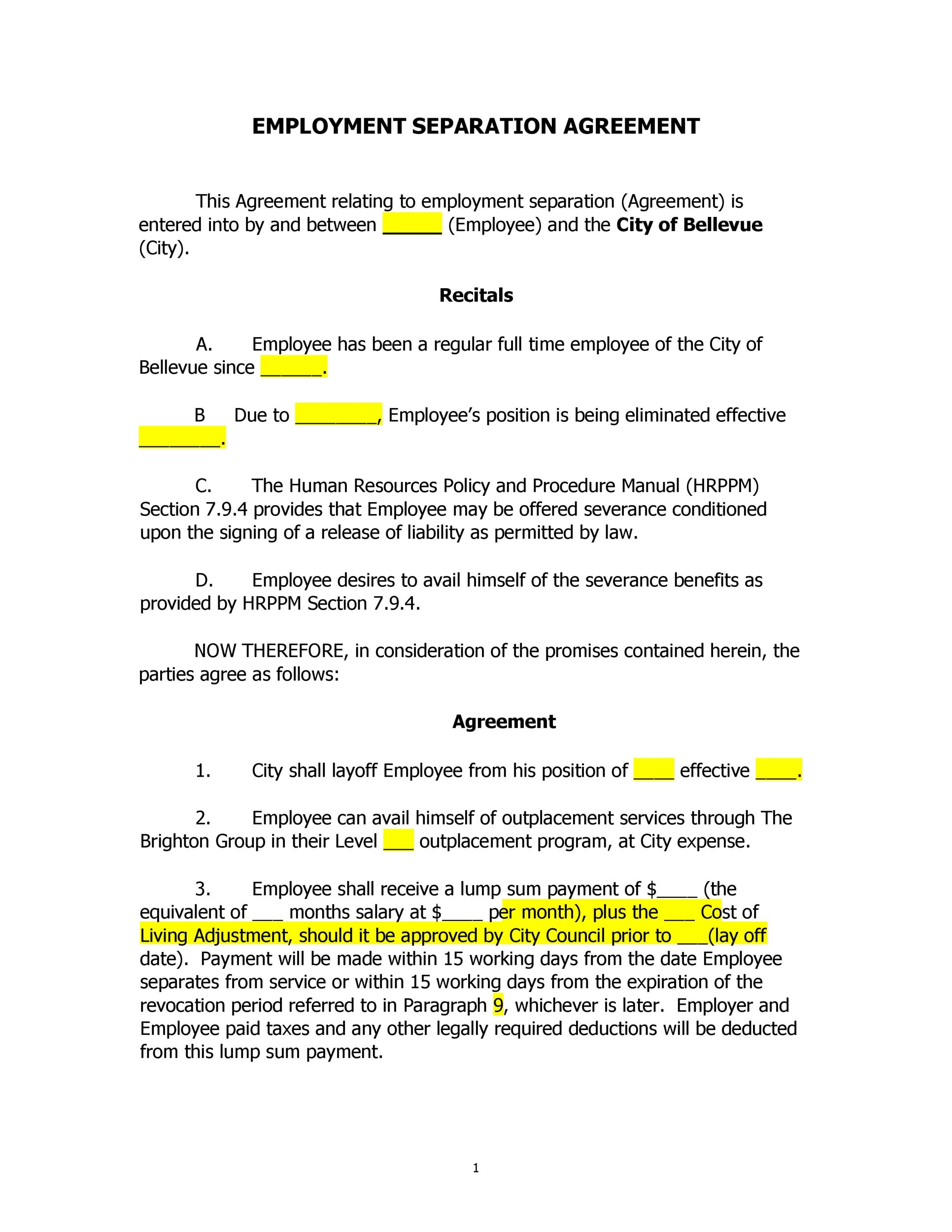 Printable Separation Agreement Form Ontario Printable Forms Free Online