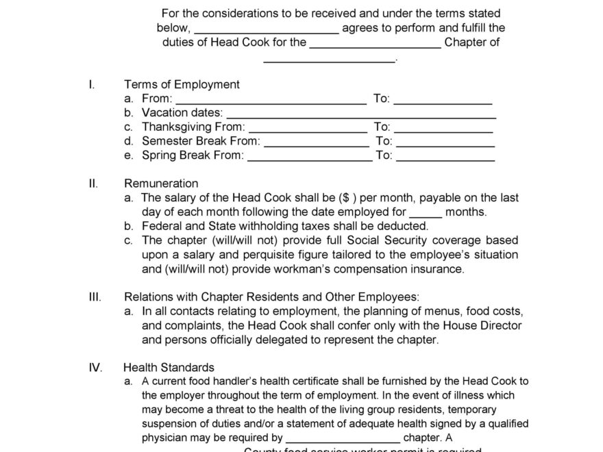Printable Simple Employment Contract Template Free Printable Free