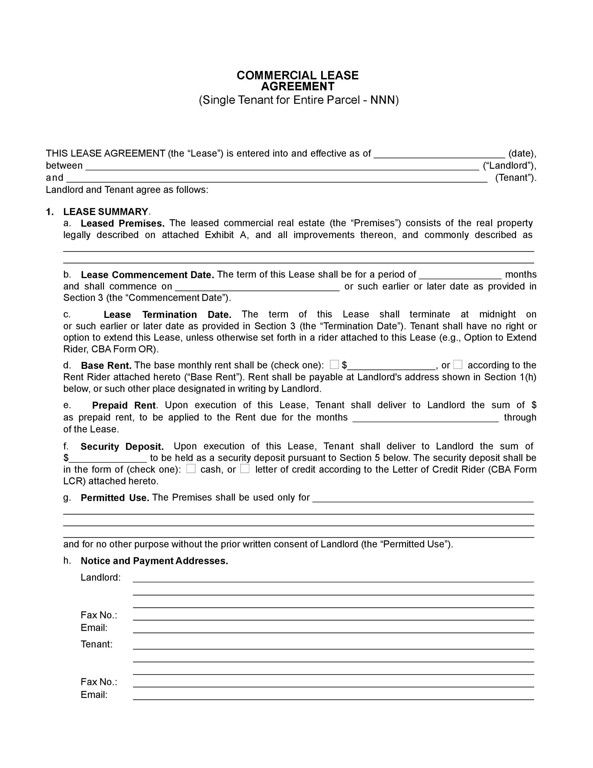 Printable Simple Lease Agreement Template