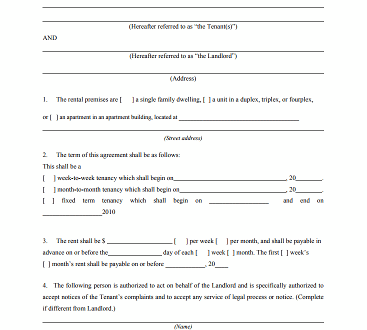 Printable Tenancy Agreement Form Printable Forms Free Online
