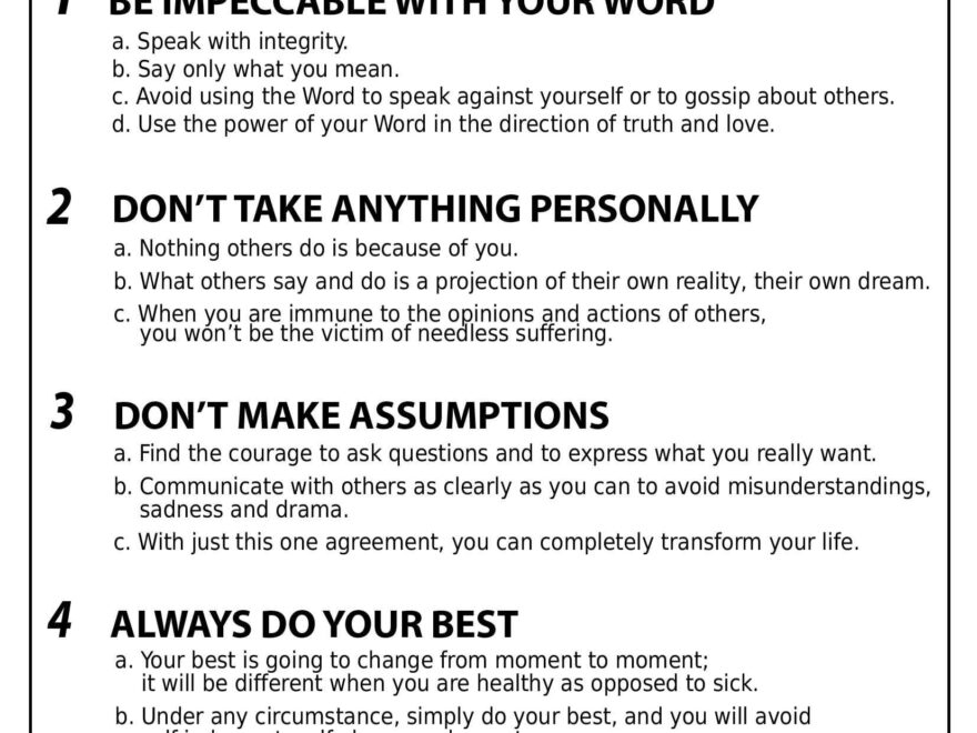 Printable The Four Agreements Worksheet Printable Templates Online By