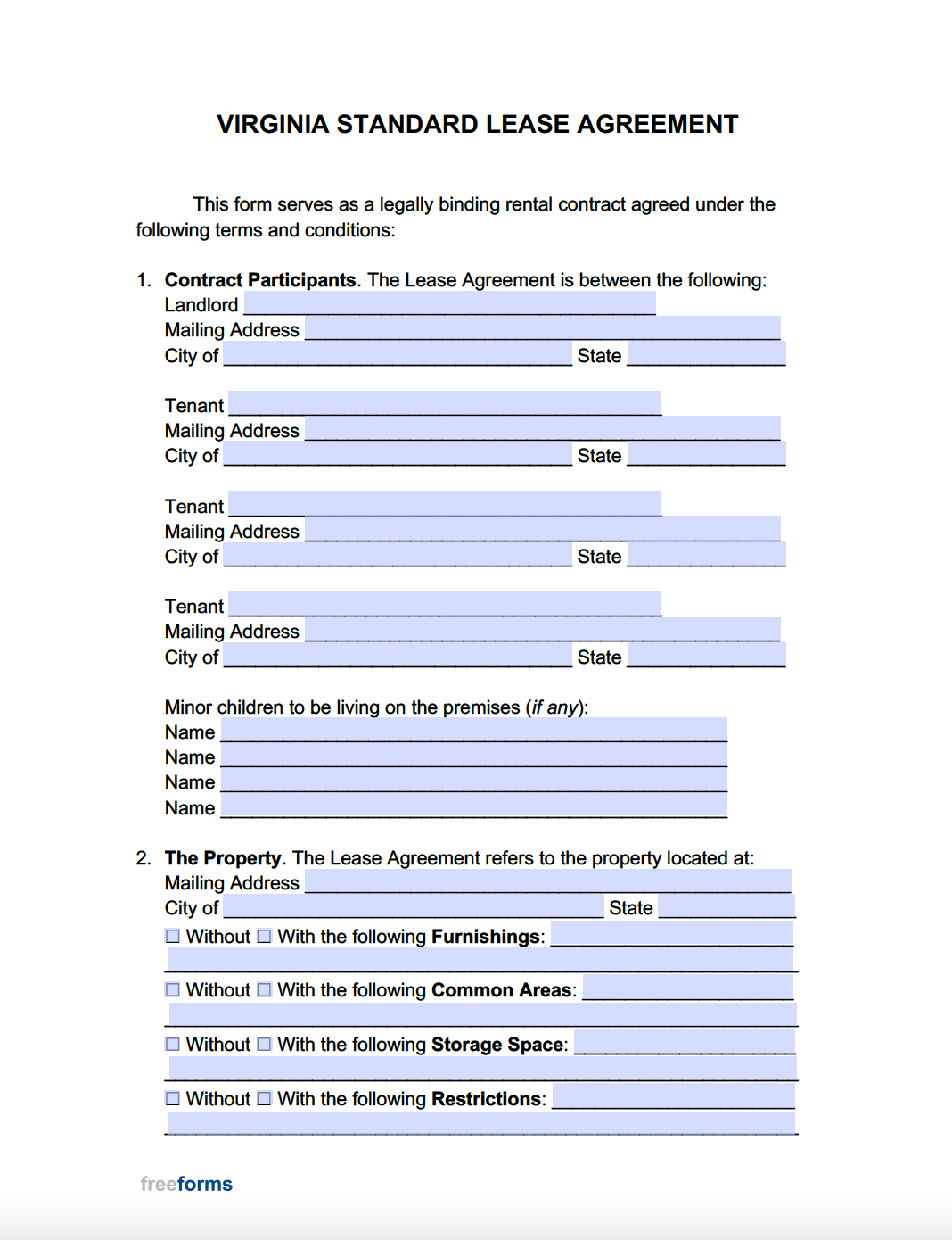 Printable Virginia Residential Lease Agreement Printable Templates