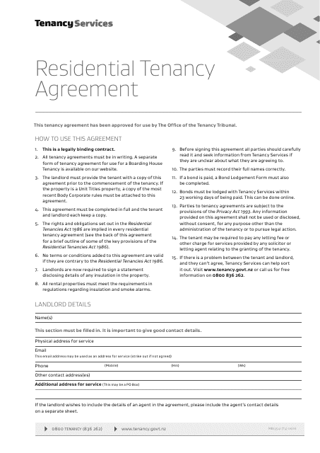 Printable Tenancy Agreement Nz