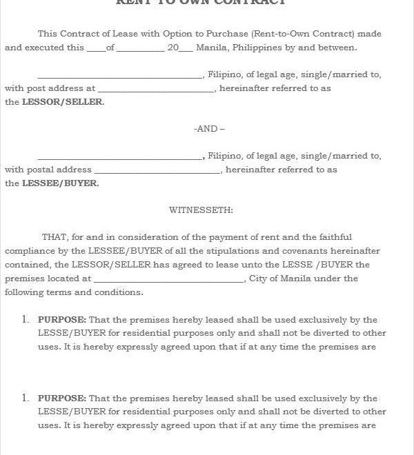 Rent To Own Agreement Ontario Template Get What You Need For Free