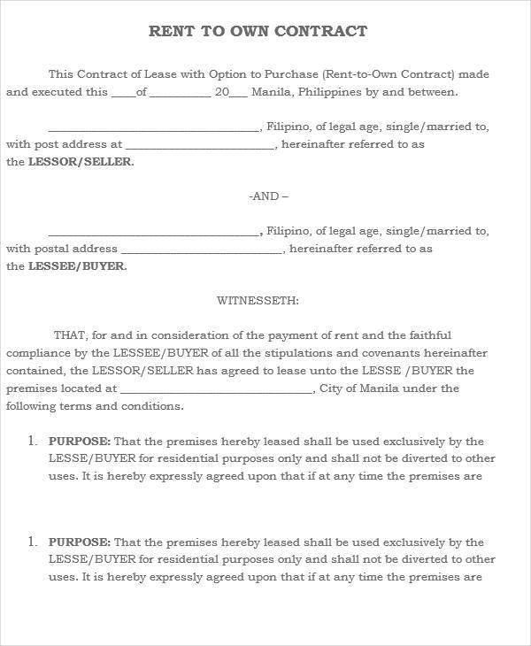 Rent To Own Agreement Ontario Template Get What You Need For Free