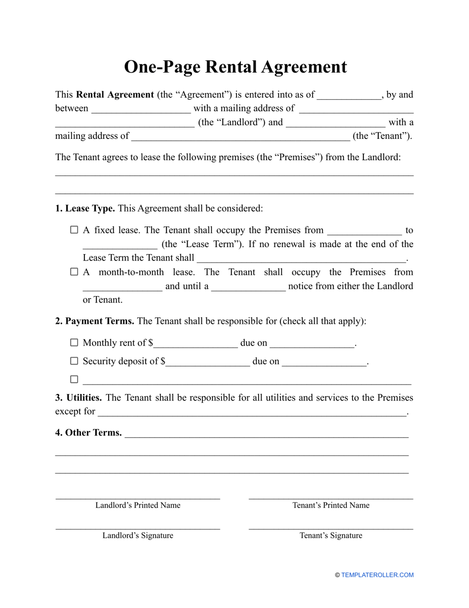 Rental Agreement Custom Free Printable Forms Printable Forms Free Online
