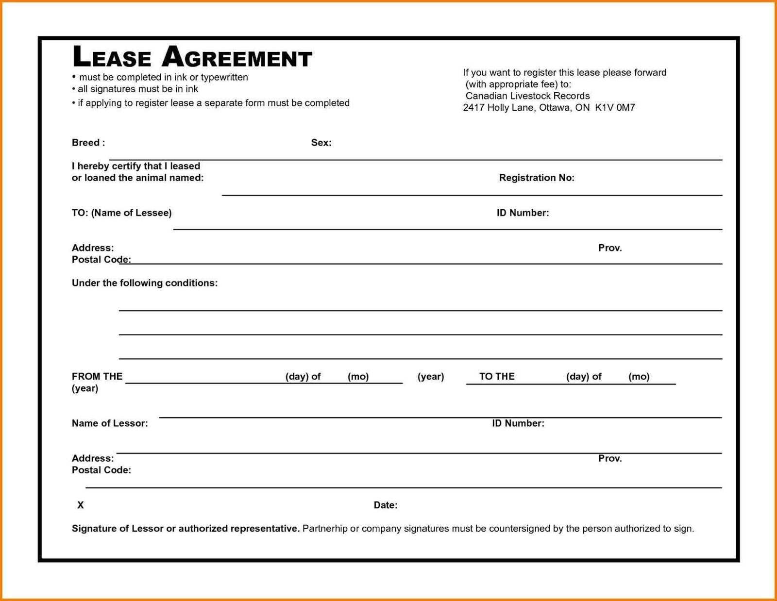 Free Printable Auto Lease Agreement