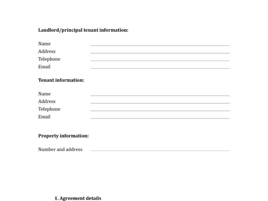 Room Rental Agreement Form Template Free To Use