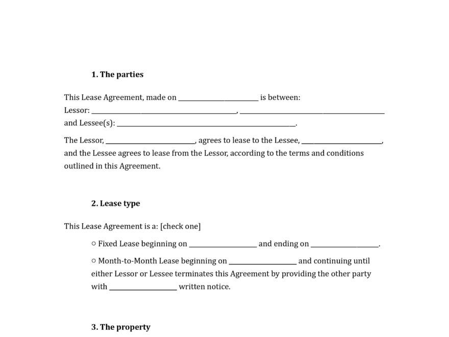 Sample Lease Agreement Template
