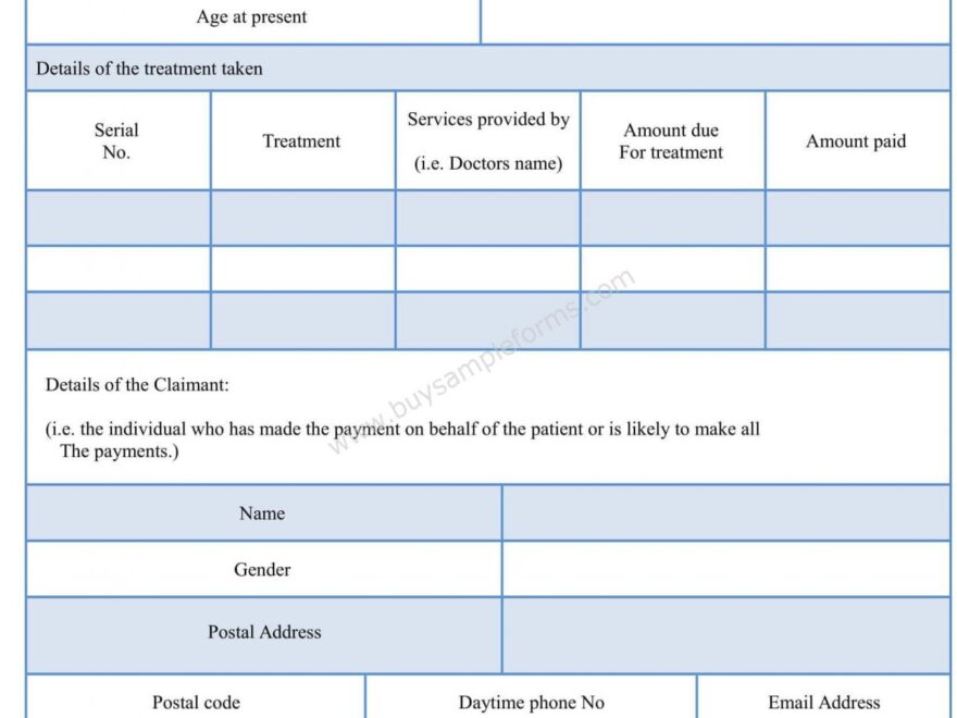 Sample Medicare Reimbursement Form