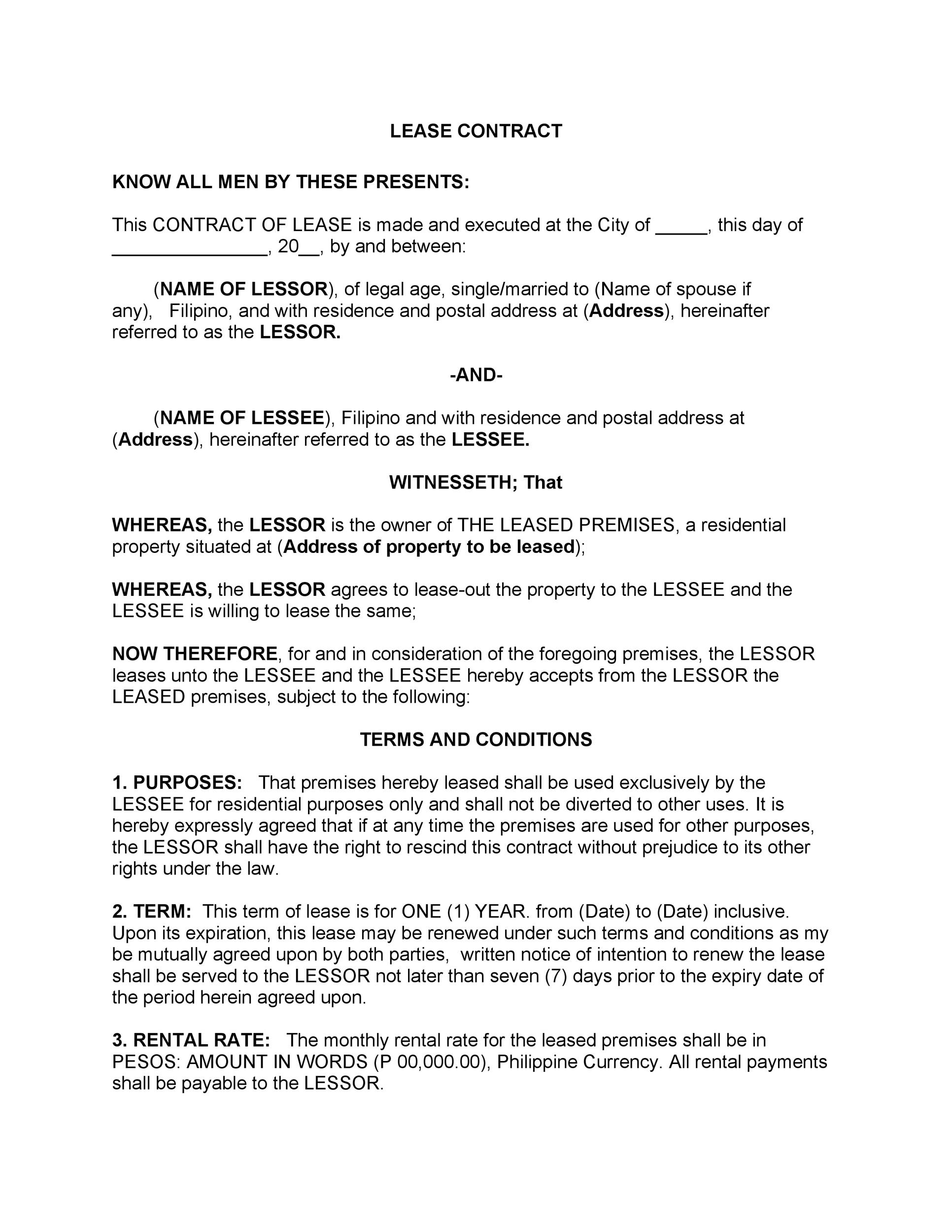 Sample Tagalog Contract Of Lease At Kenneth Bray Blog