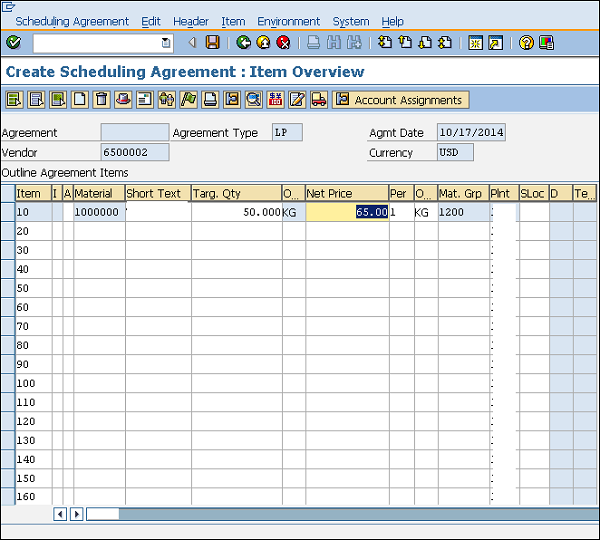 SAP MM Outline Agreement
