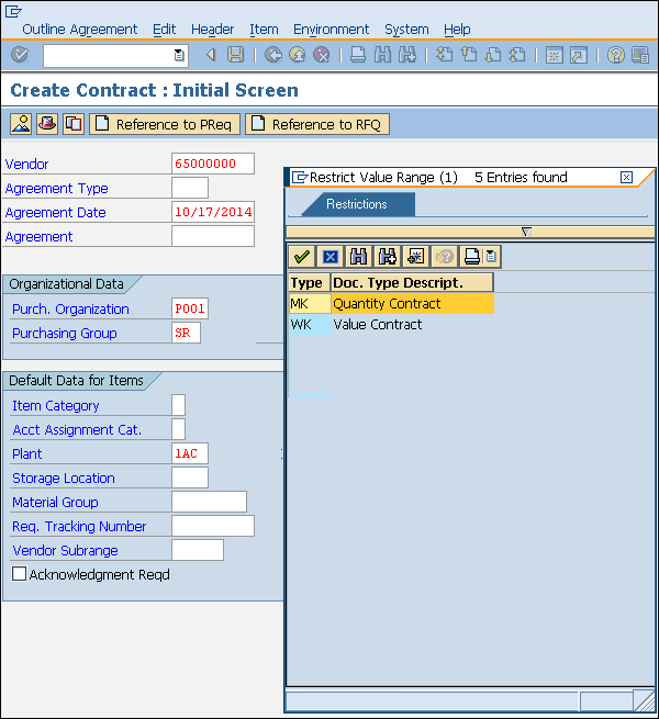 SAP MM Outline Agreement