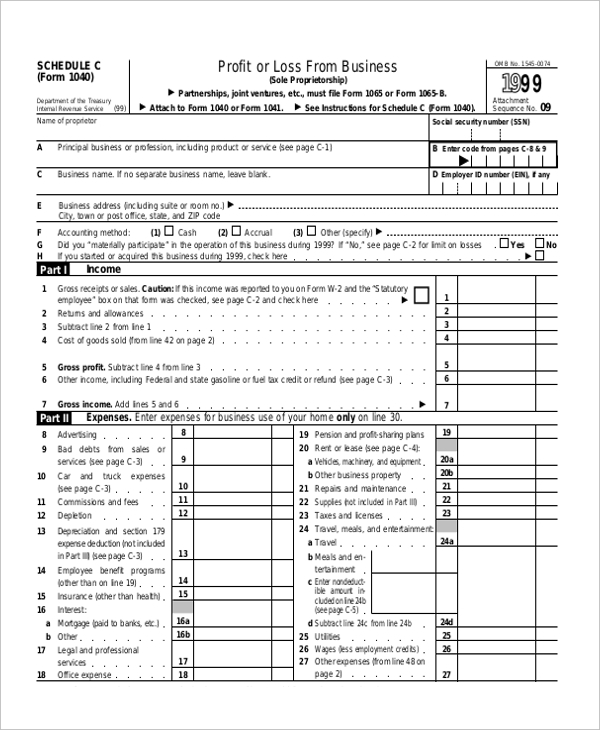 Schedule C Form 1040 For 2025 James F Callahan